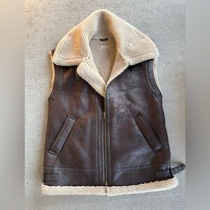 We the free vegan leather Sherpa shearling vest NWOT